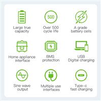 Portable Power Station Portable Charger Power Bank with AC Outlet Pure Sine Wave